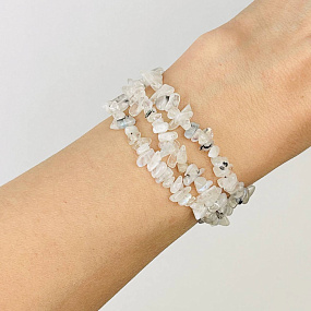 Бусины для украшений из Лунного камня с вкл. Турмалина крошка