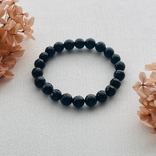 Браслет из черного Турмалина "Шерл" огранка "В", Артикул: 050390 - изображение товара №1