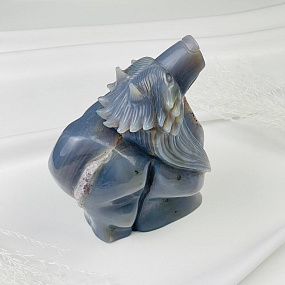 Волк резной из камня Агат серый с жеодой, Артикул: 071744 - изображение товара №2