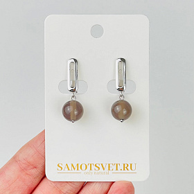 Серьги из серого Агата