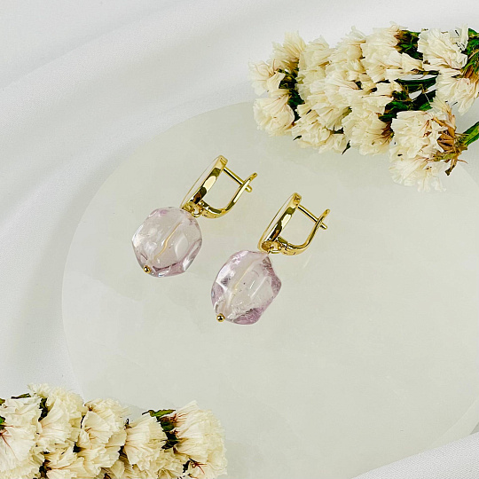 Серьги из лавандового Аметиста с Перлматром, Артикул: 116898 - изображение товара №2