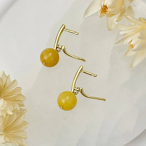 Серьги из Опала желтого (Перу), Артикул: 079397 - изображение товара №3