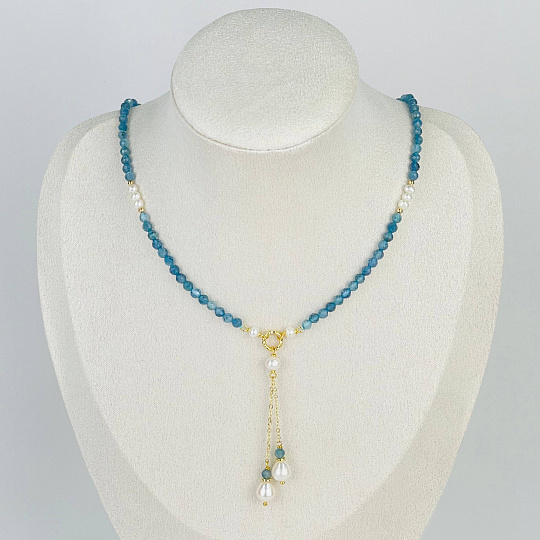 Колье из Аквамарина и Жемчуга, Артикул: 117397 - изображение товара №1