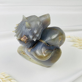 Волк резной из камня Агат серый с жеодой, Артикул: 071710 - изображение товара №5