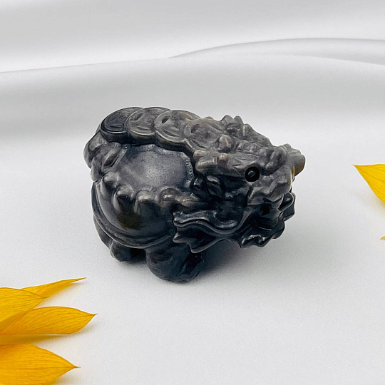 Фигурка Дракон-черепаха "Биси" (символ долголетия и процветания) из Обсидиана
