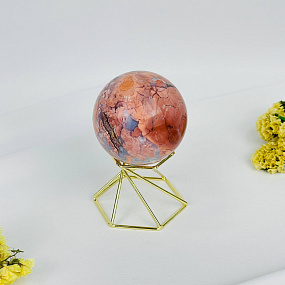 Шар из розового цветочного Агата на подставке, Артикул: 117091 - изображение товара №1