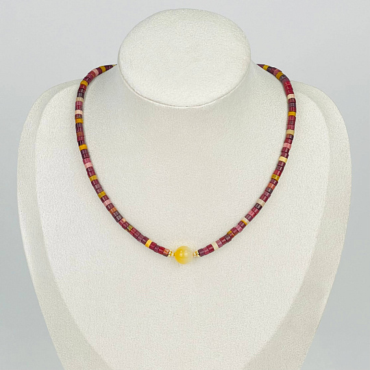 Колье из Яшмы (Мукаит) и Агата, Артикул: 116982 - изображение товара №1