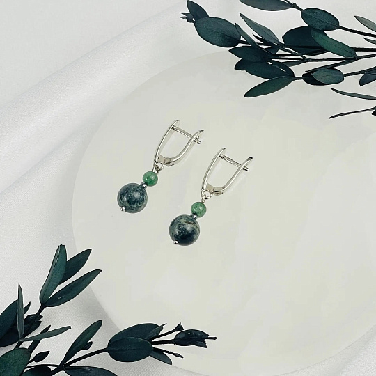 Серьги из Яшмы (Камбаба) и Кварца, Артикул: 118580 - изображение товара №2