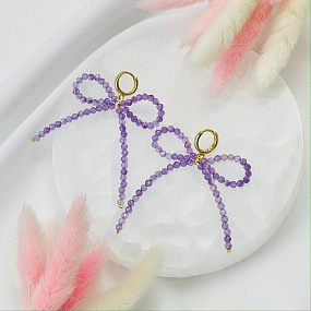 Серьги бантики из Аметиста