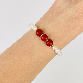 Браслет из Жемчуга и Коралла, Артикул: 117146 - изображение товара №1