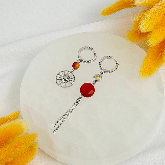 Серьги из Сердолика, Артикул: 117599 - изображение товара №2