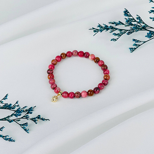 Браслет из Родонита с подвеской, Артикул: 117841 - изображение товара №3