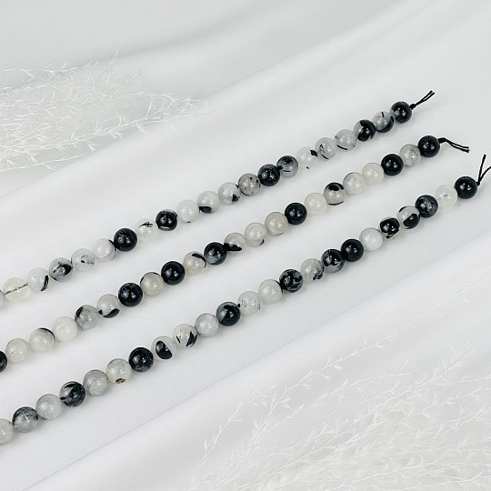 Бусины для рукоделия Кварц с включениями Турмалина черного, Артикул: 067482 - изображение товара №1