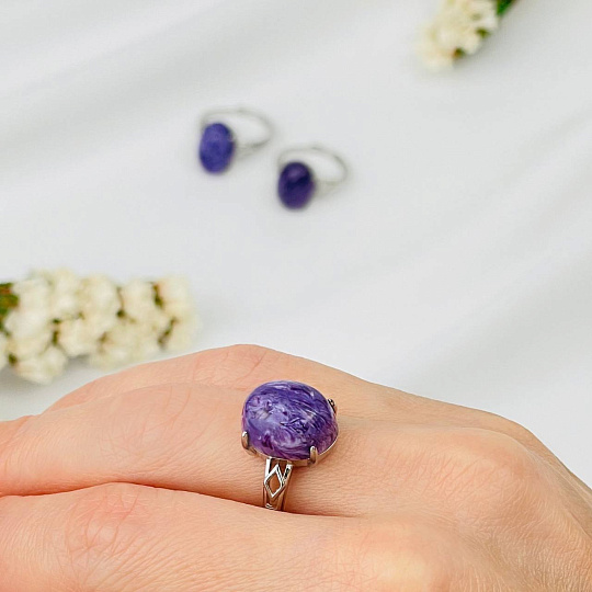 Кольцо регулируемое из Чароита, Артикул: 068472 - изображение товара №2