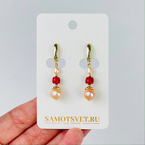 Серьги из Жемчуга и Коралла