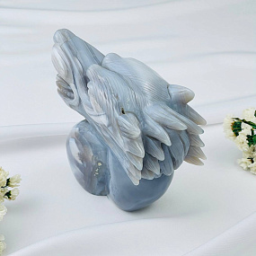 Волк резной из камня Агат серый с жеодой, Артикул: 071400 - изображение товара №5