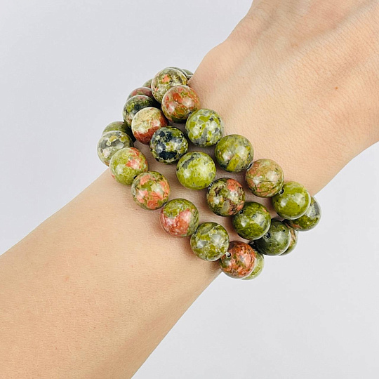 Бусины для украшений из Унакита (35 бусин), Артикул: 118355 - изображение товара №2