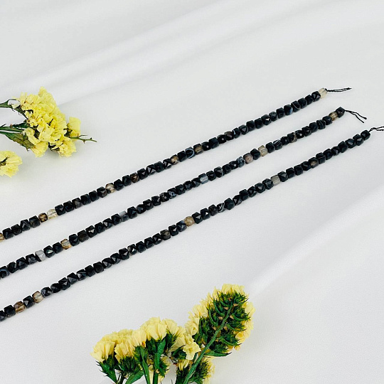 Бусины для украшений из полосатого Агата (70 бусин), Артикул: 075441 - изображение товара №2