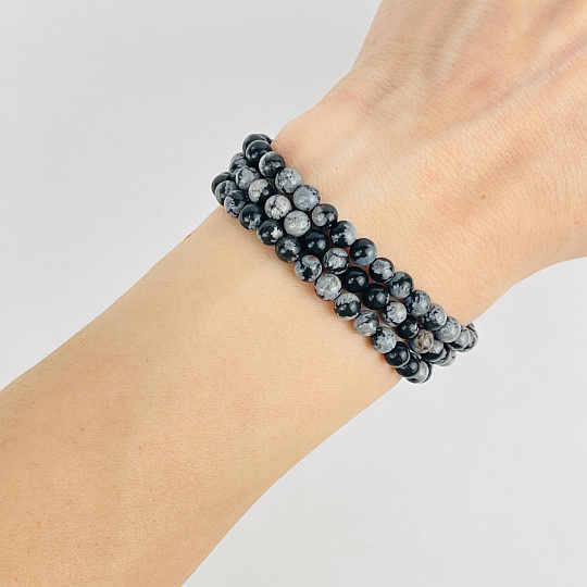 Бусины для украшений из снежного Обсидиана (84 бусины), Артикул: 080601 - изображение товара №3