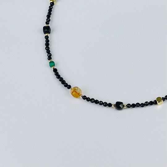 Колье из Шпинели, Малахита и Цитрина, Артикул: 116812 - изображение товара №2