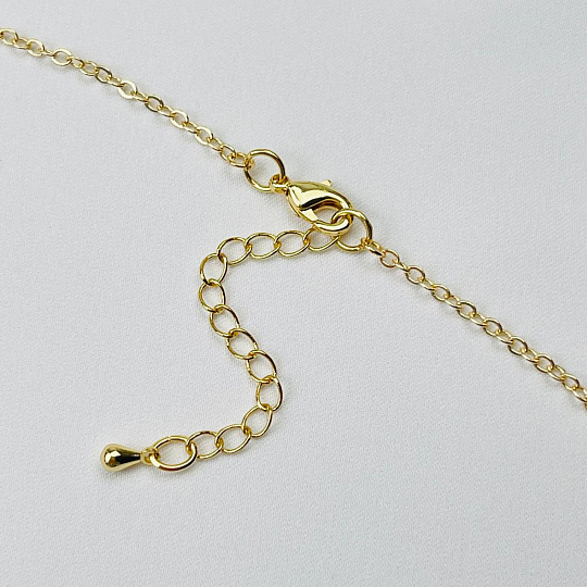 Колье на цепочке с камнем Гранат(Пироп) и подвеской Кошка, Артикул: 108160 - изображение товара №4