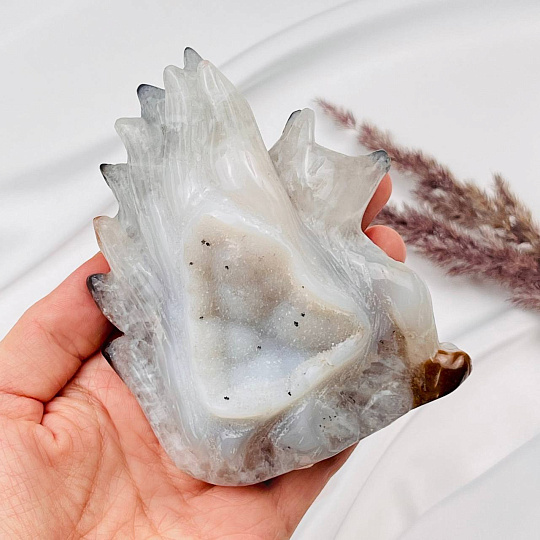 Лиса "Кицунэ" из Агата с жеодой, Артикул: 097069 - изображение товара №2