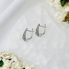 Швензы для сережек с Фианитами родированные, Артикул: 071357 - изображение товара №2