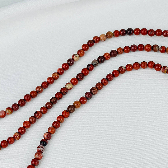 Бусины для украшений из кирпичной Яшмы (86 бусин), Артикул: 075677 - изображение товара №1