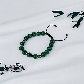 Браслет регулируемый из Нефрита и Гематита