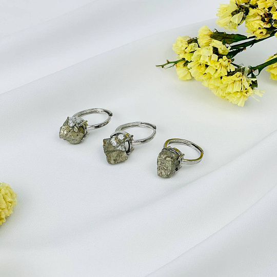 Кольцо регулируемое из необработанного Пирита, Артикул: 115783 - изображение товара №1