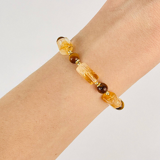 Браслет из Цитрина и Тигрового глаза, Артикул: 117652 - изображение товара №2
