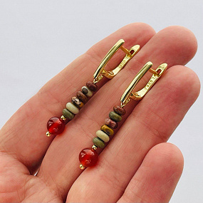 Серьги из Яшмы "Пикассо" и Сердолика