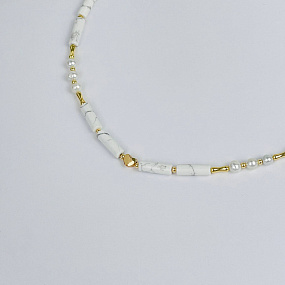 Колье из Говлита и Жемчуга, Артикул: 116886 - изображение товара №2