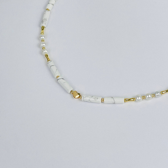 Колье из Говлита и Жемчуга, Артикул: 116886 - изображение товара №2