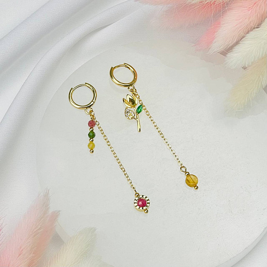 Серьги из Турмалина микс, Артикул: 115554 - изображение товара №2