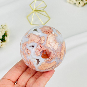 Шар из розового цветочного Агата на подставке, Артикул: 117090 - изображение товара №2