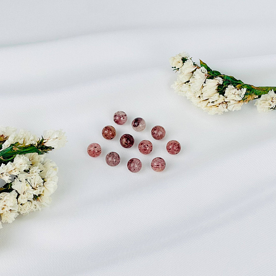 Бусины для украшений из Клубничного кварца (10 шт), Артикул: 117558 - изображение товара №1