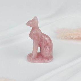 Статуэтка "Кошка" из мадагаскарского Розового кварца, Артикул: 116385 - изображение товара №4