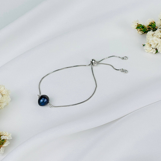 Браслет регулируемый с камнем Жемчуг, Артикул: 082401 - изображение товара №1