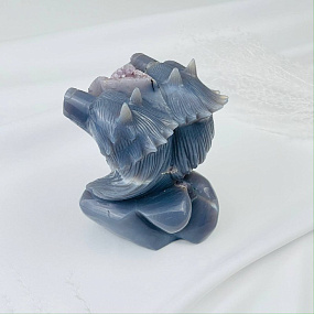 Волки (пара) резные из камня Агат серый с аметистовой жеодой, Артикул: 071937 - изображение товара №4