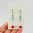 Серьги длинные из Коралла и Бирюзы