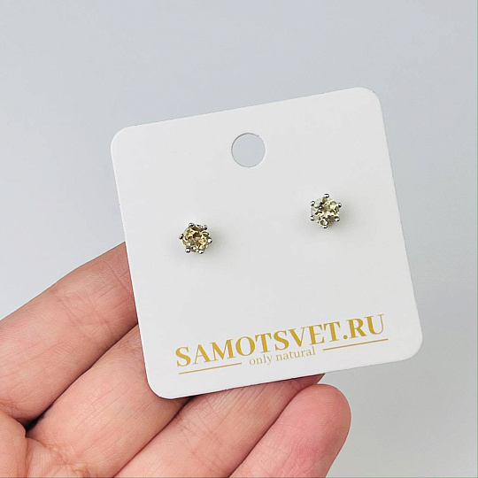 Серьги-пусеты с Цитрином, Артикул: 109476 - изображение товара №2