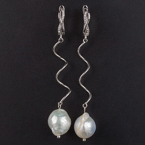 Серьги длинные из Жемчуга "Барокко" (Китай)