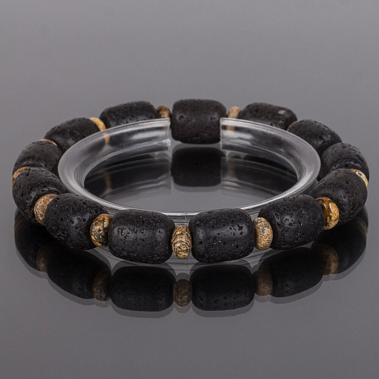 Браслет из Лавы и песочной Яшмы  , Артикул: 075754 - изображение товара №1