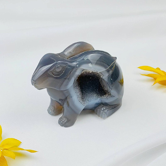 Кролик резной из Агата с жеодой, Артикул: 096860 - изображение товара №1