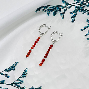 Серьги длинные из Сердолика, Артикул: 114506 - изображение товара №2