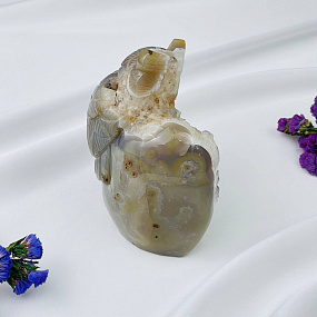 Сова резная из камня Агат серый с жеодой, Артикул: 071562 - изображение товара №4