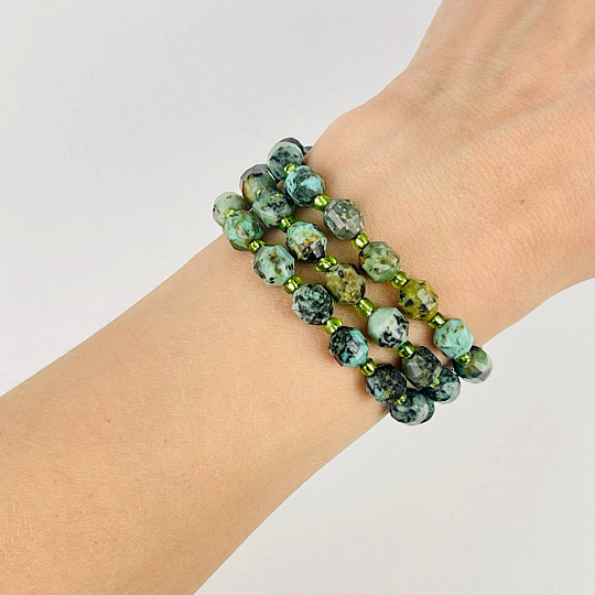 Бусины для украшений из Хризоколлы (40 бусин), Артикул: 116783 - изображение товара №2