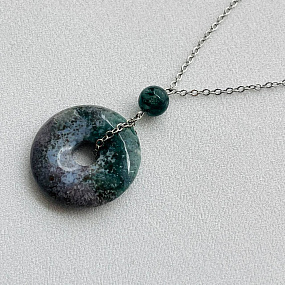 Кулон на цепочке из Мохового Агата, Артикул: 099465 - изображение товара №2