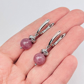 Серьги из мадагаскарского Розового кварца с астеризмом